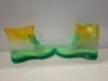 36 X BRAND NEW CLEAR WELLY BOOTS IN ORANGE / GREEN IN MIXED SIZES 4, 5 , 6, 7 & 8 IN THREE BOXES.