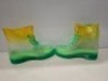 36 X BRAND NEW CLEAR WELLY BOOTS IN ORANGE / GREEN IN MIXED SIZES 4, 5 , 6, 7 & 8 IN THREE BOXES.