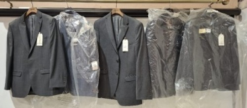 25 X BRAND NEW BEN SHERMAN BLAZERS ALL IN GREY IN VARIOUS SIZES 40 REG , 40 SHORT , 36 SHORT , 38 REG ETC ON HALF A RACK