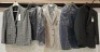 25 X BRAND NEW MIXED BLAZERS LOT CONTAINING 17 LIMEHAUS BLAZERS IN VARIOUS COLOURS PLUM , GREY , BLUE , COBALT IN VARIOUS SIZES 40 SHORT , 44 REG , 42 SHORT , 36 REG , 42 LONG , 6 SCOTT AND TAYLOR BLAZERS IN GREY AND BLUE IN SIZES 40 REG , 38 SHORT , 40 R