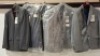 25 X BRAND NEW MIXED BLAZERS LOT CONTAINING 18, ALEXANDER OF ENGLAND IN GREY AND DARK GREY/CHECKERED IN SIZES 38 REG , 38 LONG , 44 SHORT , 42 SHORT AND 44 LONG , 7 CHESTER BARRIE BLAZERS IN DARK GREY AND LIGHT GREY IN SIZES 46 REG , 40 REG AND 42 LONG ET