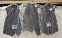 27 X BRAND NEW MIXED WAISTCOASTS CONTAINING PIERRE CARDIN, LIMEHAUS , RACING GREEN , ALEXANDER OF ENGLAND IN VARIOUS COLOURS NAVY BLUE , BLUE , GREY AND BLACK IN VARIOUS SIZES 44 REG , 40 REG , 38 REG AND 50 REG ETC ON HALF A RACK