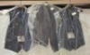 27 X BRAND NEW MIXED WAISTCOASTS CONTAINING PIERRE CARDIN, LIMEHAUS , RACING GREEN , ALEXANDER OF ENGLAND IN VARIOUS COLOURS NAVY BLUE , BLUE , GREY AND BLACK IN VARIOUS SIZES 44 REG , 40 REG , 38 REG AND 50 REG ETC ON HALF A RACK