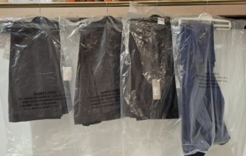 23 X BRAND NEW MIXED TROUSERS LOT CONTAINING LIMEHAUS , SCOTT AND TAYLOR , BEN SHERMAN , RACING GREEN , GIBSON LONDON AND ALEXANDER IN MIXED STYLES AND COLOURS IE BLUE , NAVY BLUE , CHECKERED , BROWN , RED/NAVY CHECKERED IN VARIOUS SIZES 36 REG , 34 REG ,