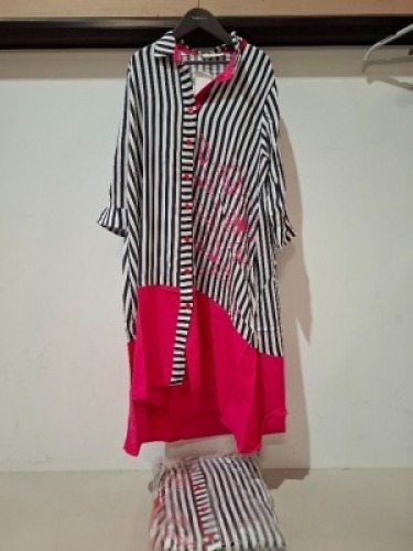 30 X BRAND NEW SEEMORE LONG TOPS IN MIXED COLOURS PINK/BLACK/WHITE AND BLACK/WHITE/RED IN S , L IN ONE BOX ,