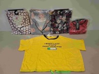 30 X BRAND NEW MIXED WOMENS PYJAMA LOT CONTAINING BEAUTIFUL GIRL PINK/FLORAL NIGHT WEAR IN SIZES M , L , XL , XXLL, BDM COLLECTION BOTTOM IN YELLOW IN SMALL AND MEDIUM AND TOP SET NIGHTWEAR IN BLACK AND YELLOW AND IN RED IN L , XL ETC IN ONE BOX