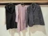 20 X BRAND NEW MIXED WOMENS CLOTHING LOT IN VARIOUS DESIGNS IE ESSENTIALS ZARA PANTS IN BLACK IN SIZE SMALL , SELECT JUMPER IN PURPLE IN SIZE SMALL , PULL&BEAR PANTS IN GREY IN SIZE MEDIUM , CENTRED BLAZER IN NAVY BLUE IN SIZE LARGE ETC ALL IN ONE BOX