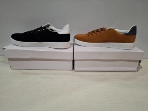 48 X BRAND NEW MIXED TRAINERS IN COLOURS IN BLACK , AND CAMEL IN MIXED SIZES 8UK , 7.5UK , 7UK , 9 UK , 11UK IN 4 BOXES