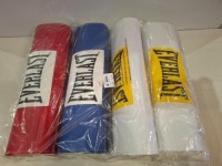 12 X SETS OF 4 BRAND NEW EVERLAST TURNBUCKLE COVERS 2 IN WHITE , 1 IN BLUE AND 1 IN RED IN 3 BOXES