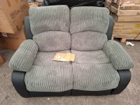 1 X TWO-SEATER FABRIC MANUAL RECLINER IN GREY IN SIZE H 100 , L 131 , D 76 , (PLEASE NOTE - CUSTOMER RETURNS - NO VISABLE DAMAGES)