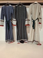 30 X BRAND NEW HEYS COLLECTION LONG DRESS LOT IN VARIOUS COLOURS IE HEYS PINK AND WHITE , WHITE AND NAVY , PURPLE AND WHITE IN SIZES EU 48 , EU 44 , EU 46 ETC ALL IN ONE BOX