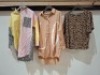 30 X BRAND NEW MIXED WOMENS CLOTHING LOT CONTAINING NEW FAVOR TOP IN LEOPARD PRINT IN SIZE MEDIUM , SEEMORE , LONG TOP IN BLACK IN SIZE MEDIUM , SEEMORE CHECKERED SHIRT IN MULTI COLOUR IN SIZE S , ZARA JUMPER IN BLACK/ SPARKLY IN SIZE EU 40 ETC IN ONE BOX