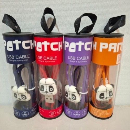 200 X BRAND NEW PATCH PANDA MICRO USB CABLE - SIZE 100CM IN VARIOUS COLOURS PURPLE , ORANGE , RED , AND BLACK IN 8 BOXES