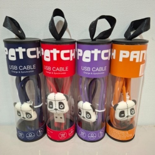 200 X BRAND NEW PATCH PANDA MICRO USB CABLE - SIZE 100CM IN VARIOUS COLOURS PURPLE , ORANGE , RED , AND BLACK IN 8 BOXES