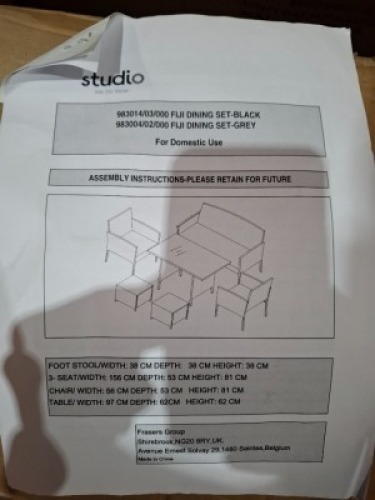1 X BOXED STUDIO FIJI 6 PIECE DINING SET IN NATURAL COLOUR (PLEASE NOTE CUSTOMER RETURNS BOX DAMAGED)