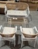 1 X BOXED MIAMI 4 PIECE CONVERSATION GARDEN SET - TABLE - W 88 X D 48 X H 40 CM LOVE SEAT - W125 X D63 X H 78 CM CHAIR -W60 X D 63 X H 78 CM