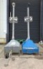 2 X V-CEPTOR MOBILE CCTV TOWERS. EACH WITH FOUR REDWALL MOTION DETECTORS - 60M RANGE, 360 DEGREE ROTATING PTZ FULL ZOOM CAMARAS WITH RAIN WIPER AND INFRA RED LIGHTING, MAGNA SPEAKER, EACH UNIT IS SUPPLIED WITH FOUR 12V 18HR BATTERIES, CRISTEC AUTOMATIC BA
