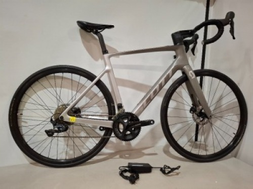 SCOTT ADDICT ERIDE 20 (EU) BIKE MODEL: 280749 SIZE: L ORIG RRP &pound;4599 ADDICT RC DISC HMX CARBON FRAME ADDICT ERIDE HMX FORK SHIMANO ULTEGRA/105 22 SPEED MAHLE MOTOR 40NM TORQUE, 460WH SYNCROS CAPITAL 2.0 25E WHEELS SCHWALBE PRO ONE TYRES SYNCROS CARBON/ALL