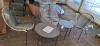 1 X STUDIO BARCELONA 5 PIECE ROPE LOUNGE SET IN BLACK / GREY LOT CONTAINING ONE DOUBLE CHAIR IN SIZE W 142 X D 74.5 X H 76 AND 2 SINGLE CHAIRS IN SIZE 64.5 W X D 74.5 X H 76 AND ONE LARGE TABLE IN SIZE DIA 70 CM X H 35 AND ONE SMALL TABLE IN SIZE DIAM 50C
