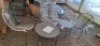 1 X STUDIO BARCELONA 5 PIECE ROPE LOUNGE SET IN BLACK / GREY LOT CONTAINING ONE DOUBLE CHAIR IN SIZE W 142 X D 74.5 X H 76 AND 2 SINGLE CHAIRS IN SIZE 64.5 W X D 74.5 X H 76 AND ONE LARGE TABLE IN SIZE DIA 70 CM X H 35 AND ONE SMALL TABLE IN SIZE DIAM 50C