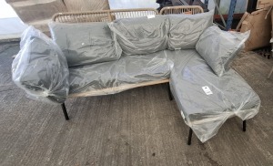 1 X PRE - BUILT STUDIO OSLO ROPE CORNER SOFA SET LOT CONTAINING LOVESEAT IN SIZE W 64 X D 132 X H 78 CM AND CHAISE IN SIZE W 119 X D 78 X H 78 (NOTE CUSTOMER RETURNS)