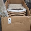1 X STUDIO MIAMI 8 PIECE DINING SET LOT CONTAINING 6 CHAIRS AND ONE PARASOL AND ONE TABLE IN SIZE L 150 X W 90 X H 75 IN WHITE / WOOD IN TWO BOXES (NOTE CUSTOMER RETURNS UNDELIVERED GOODS) - 2