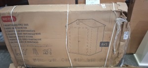 1 X KETER OUTDOOR GAREN STORAGE SHED IN GREY SIZE 6 X 5 IN ONE BOX (NOTE DAMAGED BOX / CUSTOMER RETURNS IN UNKNOWN CONDITION )