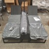 1 X STUDIO NAPLES 4 PIECE RATTAN SUNLOUGER SET IN BLACK / CHARCOAL CONTAINING 2 SUNLOUGERS , ONE TABLE AND ONE PARASOL