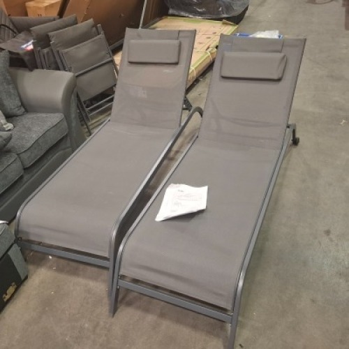 3 X STUDIO METAL SUNLOUNGERS IN ANTHRACITE IN 3 BOXES (NOTE DAMAGED BOX / CUSTOMER RETURNS)