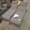 2 X PRE - BUILT STUDIO METAL SUNLOUNGERS IN ANTHRACITE (NOTE CUSTOMER RETURNS)