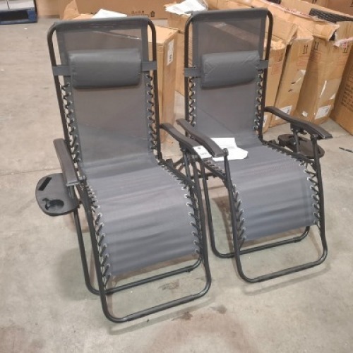 1 X STUDIO PAIR OF ROYALE LOUNGERS WITH PILLOW GREY IN SIZE L176*W64 / 52*H108/46 CM