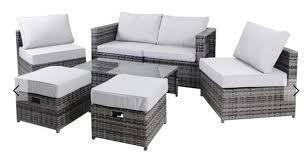 1 X LINEA RATTAN 7 PIECE PE RATTAN GARDEN DINING SET IN CHARCOAL GREY - POWDER COATED STEEL FRAMES - 5MM TEMPERED GLASS TABLE TOP - CUSHIONS FOR COMFORT - PE RATTAN FOR DOUBLE DURABILITY SIZE OF TABLE - 103 L X 34 H X 51CM W , SIZE OF SEATING AREA - 210 L