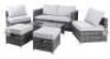 1 X LINEA RATTAN 7 PIECE PE RATTAN GARDEN DINING SET IN CHARCOAL GREY - POWDER COATED STEEL FRAMES - 5MM TEMPERED GLASS TABLE TOP - CUSHIONS FOR COMFORT - PE RATTAN FOR DOUBLE DURABILITY SIZE OF TABLE - 103 L X 34 H X 51CM W , SIZE OF SEATING AREA - 210 L