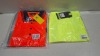 90 X BRAND NEW MIXED HI VIS T-SHIRT LOT TO INCLUDE AVIATOR YELLOW HI VIS T-SHIRTS - CREATE AND DESTROY DOUBLE TONE ORANGE HI VIS POLO SHIRTS ALL IN VARIOUS SIZES IN 3 BOXES