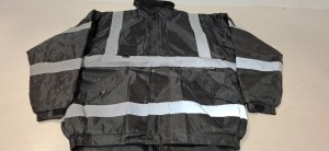 16 X BRAND NEW CREATER AND DESTROY BLACK HI VIS BOMBER JACKETS IN SIZE M - L