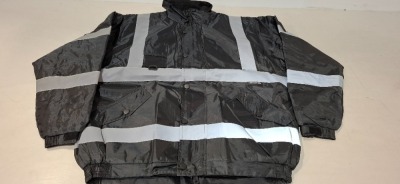 16 X BRAND NEW CREATER AND DESTROY BLACK HI VIS BOMBER JACKETS IN SIZE M - L