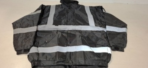 16 X BRAND NEW CREATER AND DESTROY BLACK HI VIS BOMBER JACKETS IN SIZE M - L