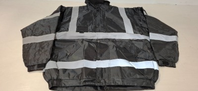 16 X BRAND NEW CREATER AND DESTROY BLACK HI VIS BOMBER JACKETS IN SIZE XL