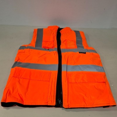 16 X BRAND NEW CREATER AND DESTROY ORANGE HI VIS BOMBER JACKETS IN SIZE SMALL