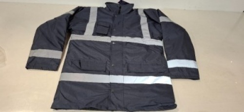20 X BRAND NEW MIXED HI VIS COATS LOT TO INCLUDE - HI LIGHT BLACK HI VIS BOMBER JACKETS - ST NAVY HI VIS BOMBER JACKETS ALL IN VARIOUS SIZES IN 2 TRAYS