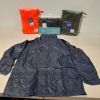 100 X BRAND NEW MIXED HEALTH AND SAFETY CLOTHING LOT TUFFSTUFF ELITE WORK SHORTS - RUFF AND TUFF TROUSERS - ARTIC STORM WATERPROOF COAT - ARTIC STORM STK TROUSERS - SUPERTOUCH WATERPROOF JACKETS IN VARIOUS COLOURS - ALL IN VARIOUS SIZES - ON A FULL BAY