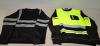 100 + BRAND NEW MIXED HEALTH AND SAFETY CLOTHING LOT CONTAINING, AVIATOR LONDON MENS DOUBLE TONE SWEATSHIRT IN ORANGE / NAVY, GREEN / NAVY, IN SIZES 2XL AND 3XL, GRANDADS LITTLE HELPER HI-VIS IN PINK, CREATE AND DESTROY TROUSERS IN ORANGE / NAVY IN SIZE 3
