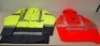 33 X BRAND NEW MIXED HEALTH AND SAFETY CLOTHING LOT INCLUDING, AVIATOR LONDON SINGLE TONE ZIPPED HOODIE IN ORANGE IN SIZE S, CREATE AND DESTROY TWO TONE PARKA IN YELLOW AND NAVY IN SIZES S, M, L, ST WORKWEAR TWO TONE PARKA HI-VIS IN ORANGE AND NAVY IN SIZ