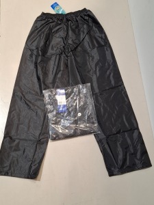 180 X BRAND NEW MIXED CLOTHING LOT CONTAINING ARCTIC STORM TROUSERS IN BLACK IN SIZES XL AND 2XL, BAUM COUNTRY TROUSERS IN NAVY IN SIZE 2XL IN 5 BOXES