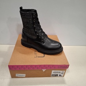 12 X BRAND NEW LITTLE LOLITA WOMENS BLACK BOOTS WITH SIDE ZIP IN SIZES 2.5UK AND 3UK