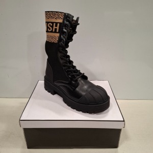 13 X ERYNN PARIS WOMENS LACED BOOTS WITH FASHIONISH LOGO IN BLACK AND CAMEL IN SIZES 3UK, 4UK, 5UK