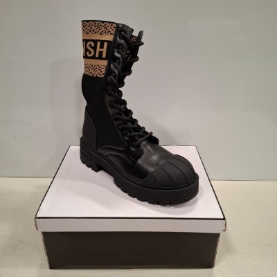 13 X ERYNN PARIS WOMENS LACED BOOTS WITH FASHIONISH LOGO IN BLACK AND CAMEL IN SIZES 3UK, 4UK, 5UK