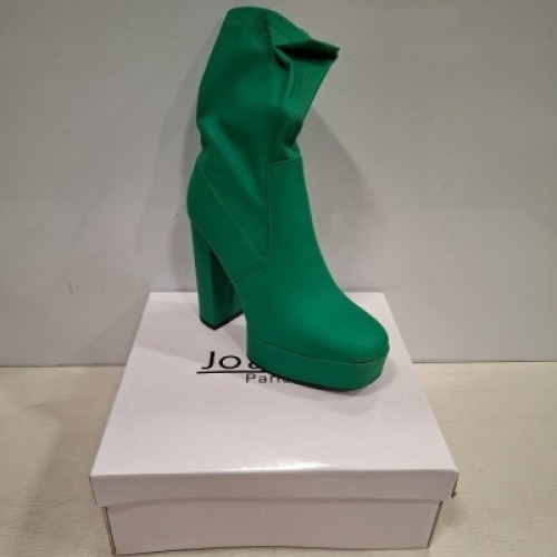 12 X JOALICE PARIS WOMANS HIGH HEELED BOOTS IN GREEN ALL IN SIZE 3UK