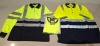 100 X BRAND NEW MIXED HI VIS T-SHIRT LOT TO INCLUDE AVIATOR DOUBLE TONE YELLOW HI VIS T-SHIRTS - CREATE AND DESTROY DOUBLE TONE YELLOW HI VIS POLO SHIRTS - AVIATOR DOUBLE TONE HI VIS POLO SHIRTS ALL IN VARIOUS SIZES IN 3 BOXES