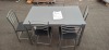 1 X STUDIO 7 PIECE DINING SET IN GREY CONTAINING 6 CHAIRS IN SIZE W 43.5 X D 44.5 X H 86 AND ONE TABLE IN SIZE W130 X D 80 X H 75 CM